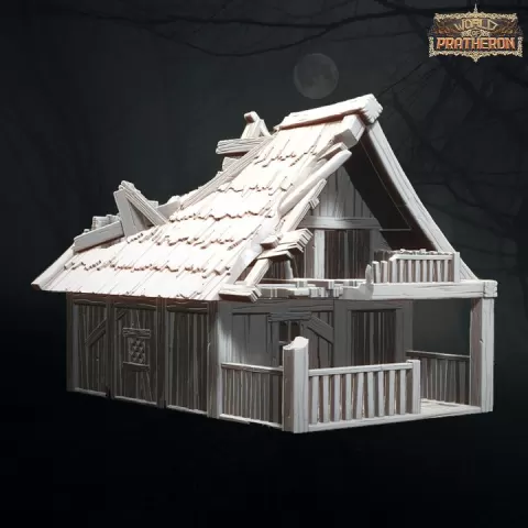 Fishing Village at War - House with a shed (Destroyed) by World of Pratheron