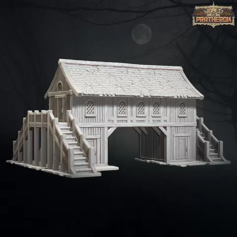 Fishing Village at War - Bridge House (Original) by World of Pratheron