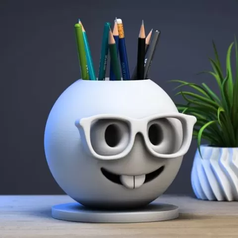 Emoji nerd face, Emoji pen holder, pen holder emoji, Perfect Gamer Gift, Funny Fans Gift, Emoji pen stand a232 (2)