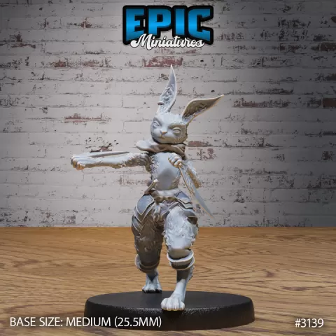 Rabbit Folk Warrior Fighting / Bunny Warrior / Rodent Tribe / Wild Animal Humanoid / Hare Army by Epic-Miniatures