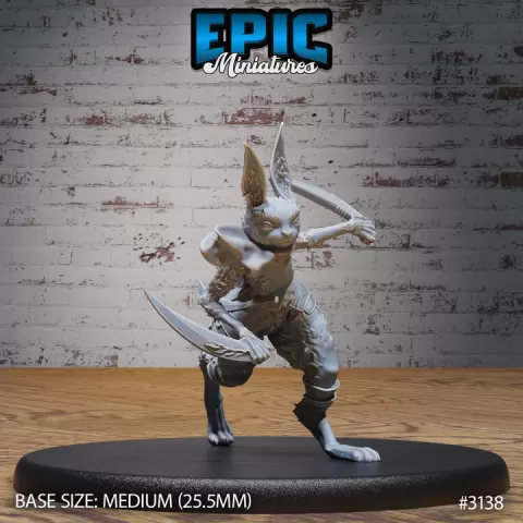 Rabbit Folk Warrior Running / Bunny Warrior / Rodent Tribe / Wild Animal Humanoid / Hare Army by Epic-Miniatures