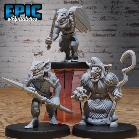 Wicked Goblin Tribe Set B / Male Goblinoid / Evil Ogre / Green Skin Army Soldier / Siege Servant by Epic-Miniatures