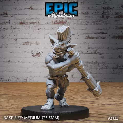 Wicked Goblin Tribe Club / Male Goblinoid / Evil Ogre / Green Skin Army Soldier / Siege Servant by Epic-Miniatures