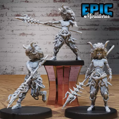 Taurus Boy Set / Bulky Horned Warrior / Bull Human Minotaur Hybrid / Nature Guard / Wild Animal Humanoid / Forest Encounter by Epic-Miniatures