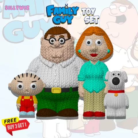 🎁 Special Offer: Buy 3 Models, Get 1 FREE! Family Guy - Toy Set knitted - Crochet