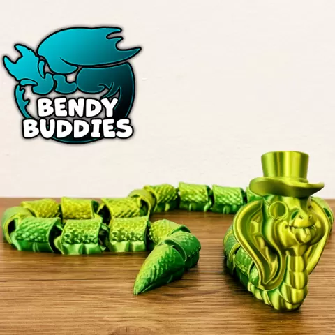 Snicksy Gentleman Cute Snake / Serpent Articulated / Print-in-Place Reptile Creature / Serpentine Beast / Swamp Villager / Fantasy World Encounter by Bendy Buddies
