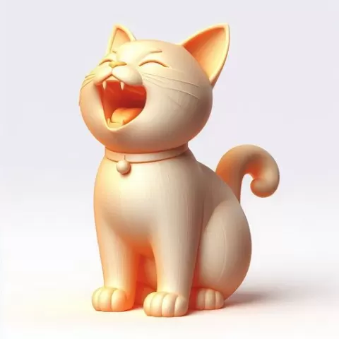 1522 Laughing Cat - Color 3D Printed Full-Figure Statue, pug, dachshund, poodle, cat, kangaroo, bear, beagle, peacock, lion, fox, bull terrier, pomeranian, galgo, wolf, doberman pinscher, newfoundland, elephant, crocodile, monkey