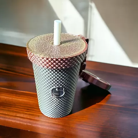 Studded Coffee Tumbler Keychain, Fidget, Print in Place, Articulating, No Glue, Medication, Stash