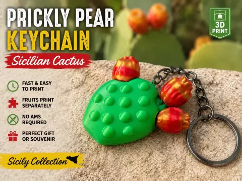Cute Prickly Pear Keychain | Sicilian Cactus