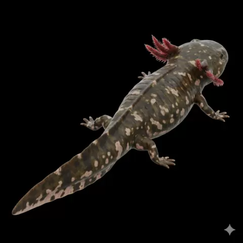 Axolotl tail extended straight, reptile, lizard, snake, turtle, crocodile, alligator, iguana, gecko, chameleon, wildlife, animal