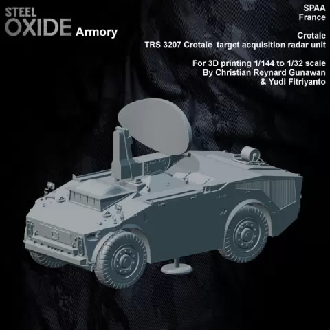 France Crotale SHORAD surface-to-air missile TRS 3207 Crotale target acquisition radar unit by STEELOXIDE3D