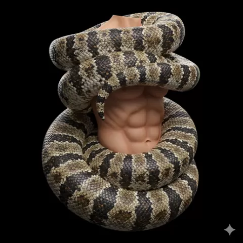 Snake tail wrapped around body, reptile, lizard, snake, turtle, crocodile, alligator, iguana, gecko, chameleon, wildlife, animal