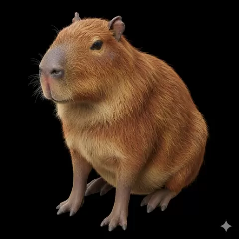 Capybara calm neutral pose, mammal, animal, wildlife, nature, fauna, creature, species, zoo, safari, forest, jungle