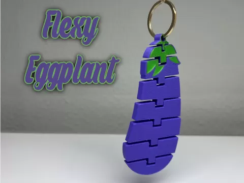Flexy Eggplant Keychain - Flexible Fidget Toy