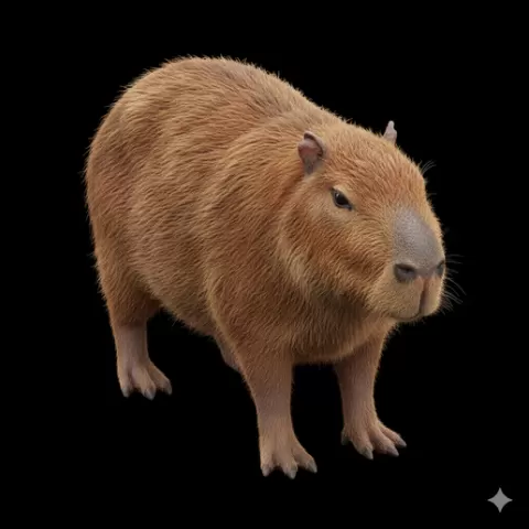 Capybara sitting front-facing, mammal, animal, wildlife, nature, fauna, creature, species, zoo, safari, forest, jungle