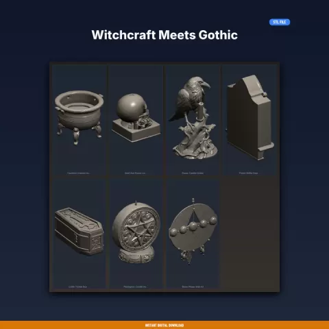 Witchcraft Meets Gothic - 7-Model 3D Printable Bundle by ForgeFile