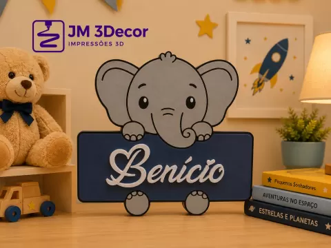 Cute Elephant Name Plate – Nursery Decor