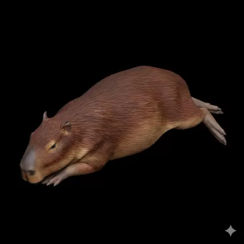 Capybara lying relaxed stretched, mammal, animal, wildlife, nature, fauna, creature, species, zoo, safari, forest, jungle