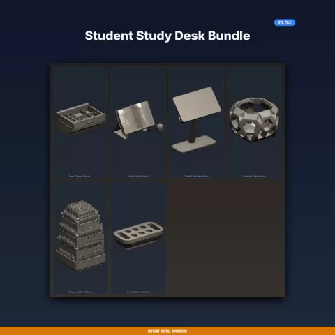 Student Study Desk Bundle - 6-Model 3D Printable Bundle by ForgeFile