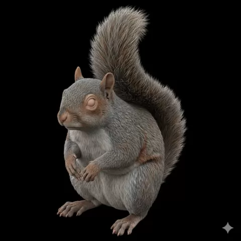 Squirrel sitting tail up, mammal, animal, wildlife, nature, fauna, creature, species, zoo, safari, forest, jungle