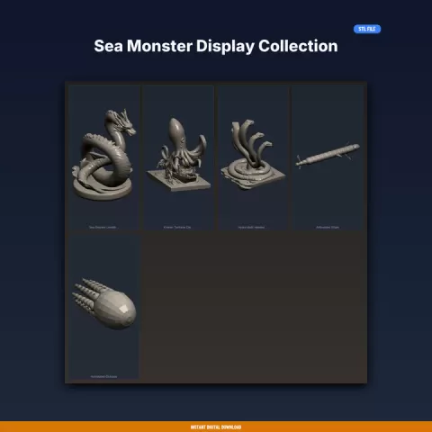Sea Monster Display Collection - 5-Model 3D Printable Bundle by ForgeFile