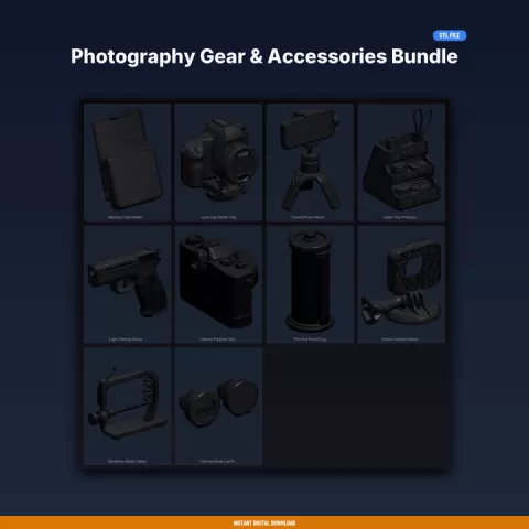 Photography Gear & Accessories Bundle - 10-Model 3D Printable Bundle by ForgeFile