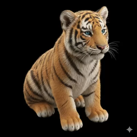 Tiger cub sitting playful, mammal, animal, wildlife, nature, fauna, creature, species, zoo, safari, forest, jungle