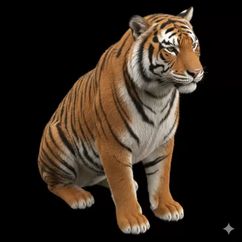 Tiger sitting calm striped, mammal, animal, wildlife, nature, fauna, creature, species, zoo, safari, forest, jungle