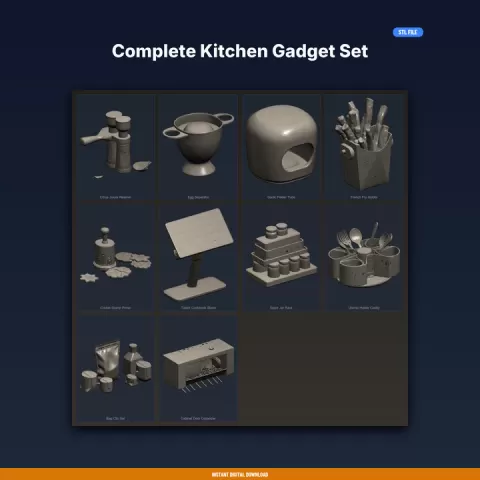 Complete Kitchen Gadget Set - 10-Model 3D Printable Bundle by ForgeFile