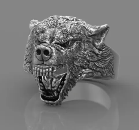 Wolf head ring