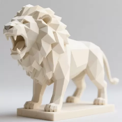 687 Low Poly Roaring Lion, totem, poodle, decorative, ARTE, minimalist, monkey, pug, lion, pomeranian, donkey, wolf, bear, newfoundland, miniature, DND, art, figurine, STL