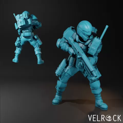 Tempest Guardsman Rifleman 5 (Male) (PRESUPPORRTED) by Velrock Art Miniatures