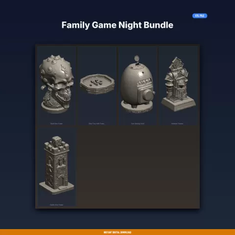 Family Game Night Bundle - 5-Model 3D Printable Bundle by ForgeFile