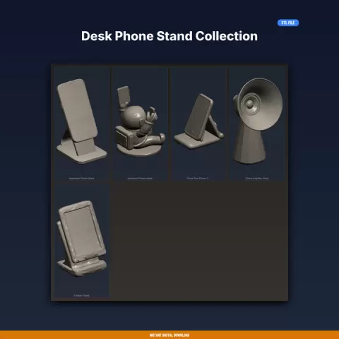Desk Phone Stand Collection - 5-Model 3D Printable Bundle by ForgeFile