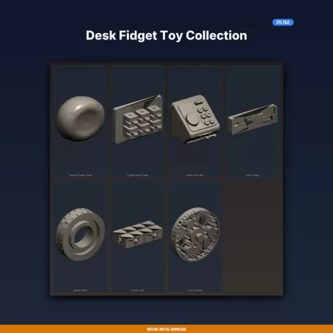 Desk Fidget Toy Collection - 7-Model 3D Printable Bundle by ForgeFile