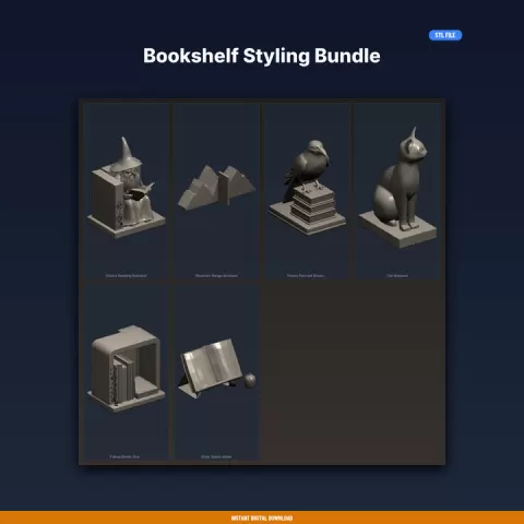 Bookshelf Styling Bundle - 6-Model 3D Printable Bundle by ForgeFile