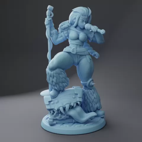Skadi the Bard-barian ( Female Goliath Bardbarian / Human Bard / Barbarian Singer ) by Twin Goddess Miniatures