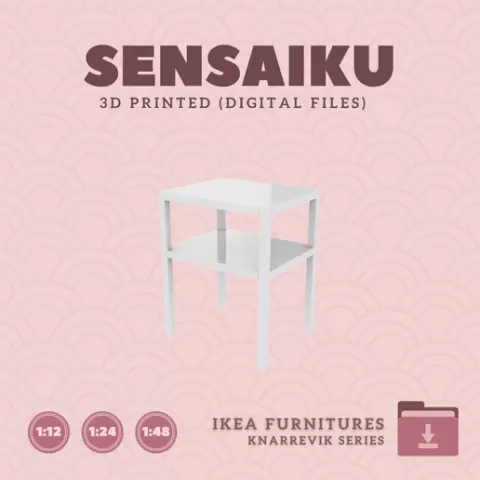 Miniature Replica 32. KNARREVIK Nightstand for Miniature Dollhouse - IKEA - 3D Print Instant Download