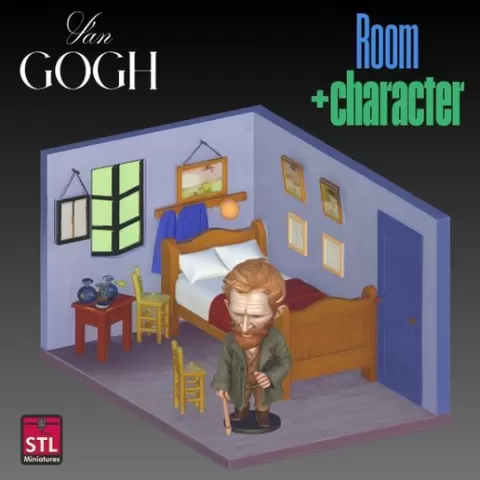 Van Gogh Chibi + The Bedroom STL Files for 3D Printing – Collectible Artist Tribute Set