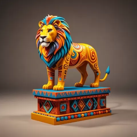 535 Laughing African Lion with Majestic Mane Full-Color Totem 3D Model, pug, dachshund, poodle, cat, dog, monkey, zebra, animal, armadillo, lion, fox, faun, pomeranian, troll, platypus, majestic, sculpture, fantasy, STL, DND, ARTE
