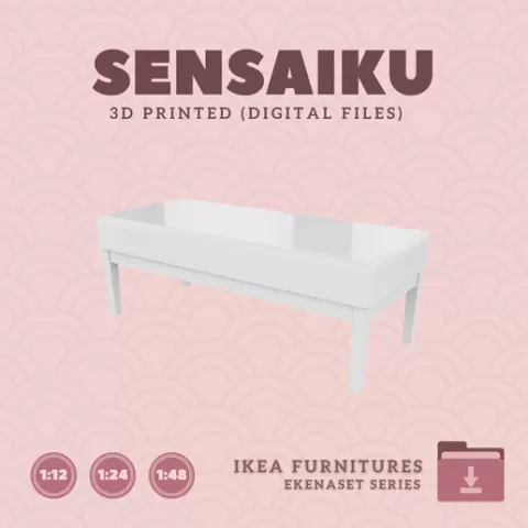 Miniature Replica 01. EKENASET Bench for Miniature Dollhouse - IKEA - 3D Print Instant Download