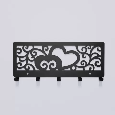 Decorative Heart Wall Key Holder - Worker3D