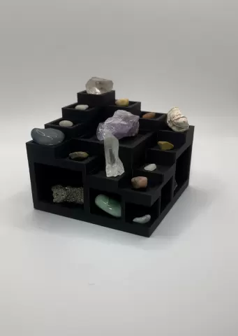 Tiered Crystal Display Stand with Storage | Mineral, Gemstone & Rock Collection Organizer
