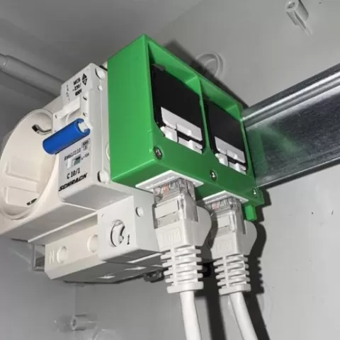 Modular DIN Rail Mount for 2–10 Keystone Jacks