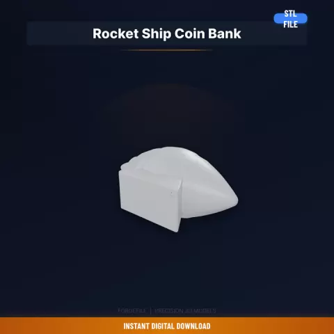 Rocket Ship Piggy Bank, Spaceship Design, Coin Slot, - STL File for 3D Printing by ForgeFile