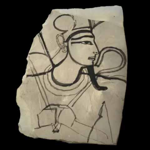 Painted fragment (ostracon) of Osiris by Harvard Museum of the Ancient Near East