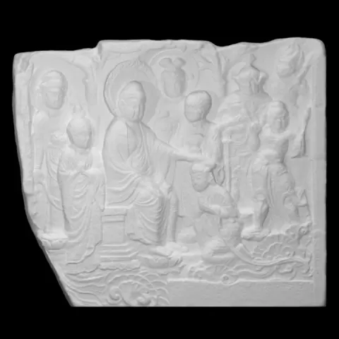 Buddha stroking the head of a follower by Minneapolis Institute of Art
