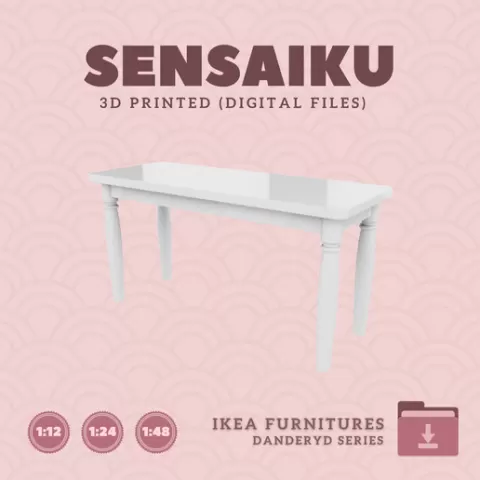Miniature Replica 02. DANDERYD Bench 35 In for Miniature Dollhouse - IKEA - 3D Print Instant Download
