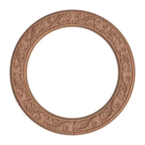 Rosette No. 144 - STL File for Elegant Circular Frame with Vine Scrolls