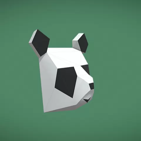 Panda face on wall lowpoly